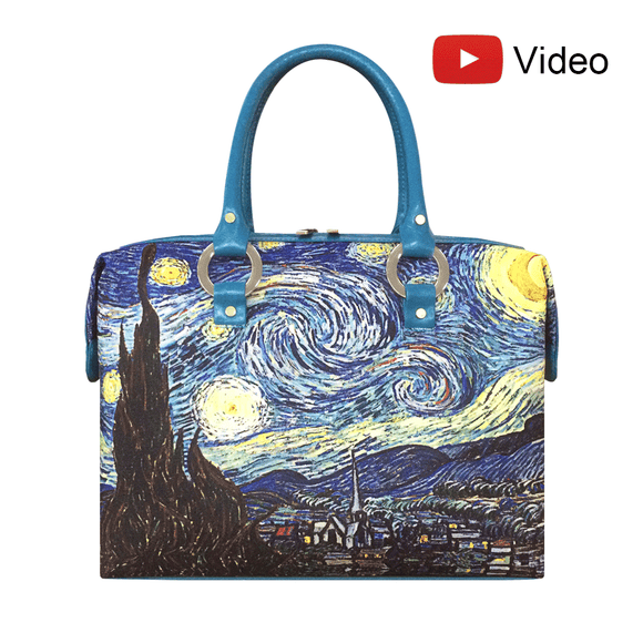 Handbags with theme of Van Gogh paintings, The Starry Night, depicting the view from Van Gogh’s asylum room at Saint-Rémy de Provence in 1889.