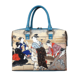 Handbags with theme of 17-19 centuries Japanese art “Ukiyo-e”, “Moon at Shinagawa” (Japanese: 「品川の月」), created by Kitagawa Utamaro (喜多川 歌麿) in 1788.