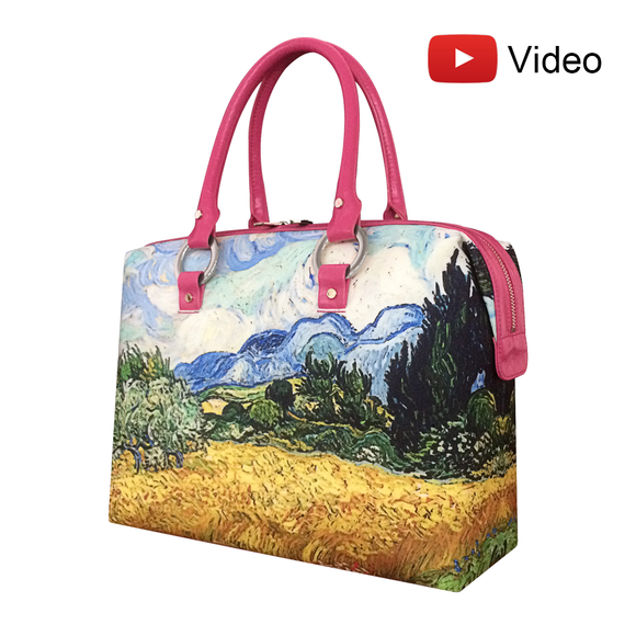 Handbags with theme of Van Gogh paintings, Wheat Field with Cypresses, painted at the Saint-Paul-de-Mausole asylum at Saint-Rémy in 1890.