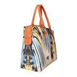 Handbags with theme of 17-19 centuries Japanese art “Ukiyo-e”, “Carp in a Waterfall” (Japanese: 「滝に鯉」), created by Katsushika Hokusai (葛飾 北斎) in about 1834.
