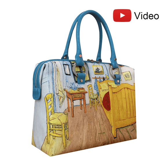 Handbags with theme of Van Gogh paintings, The Bedroom (Bedroom in Arles), depicting his bedroom at 2, Place Lamartine in Arles in 1888.