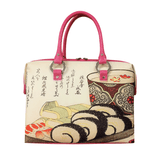 Handbags with theme of 17-19 centuries Japanese art “Ukiyo-e”, “Sushi” (Vinegared Fish and Rice Food), Japanese: 「寿司」, created by Ryuryukyo Shinsai (柳々居辰斎) in Edo period.