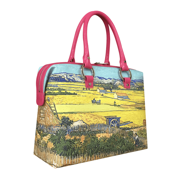 Handbags with theme of Van Gogh paintings, The Harvest (also titled “La moisson”), depicting the plain of La Crau by Arles in summer of 1888.