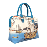 Handbags with theme of 17-19 centuries Japanese art “Ukiyo-e”, “Returning Sails at Shiba Bay” (Japanese: 「江戸八景 芝浦の帰帆」), created by Keisai Eisen (渓斎 英泉) in 1843-47.