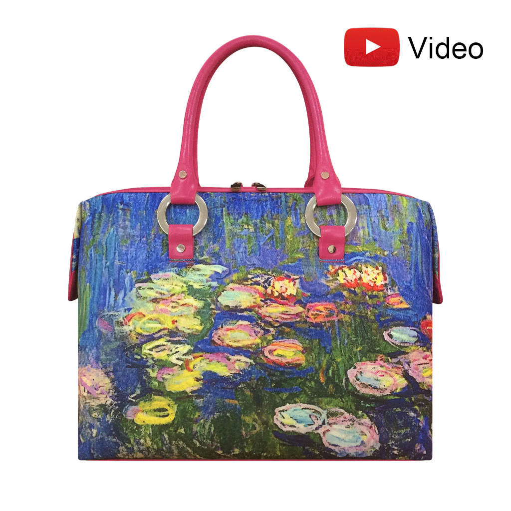 Monet Canvas Tote Bag with Internal Pocket with Zipper - Featuring