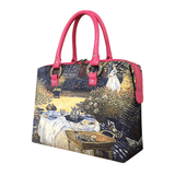 Handbags with theme of Monet paintings, The Luncheon (Monet's Garden at Argenteuil), showing Monet's first house in Argenteuil in 1873.
