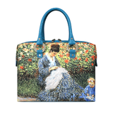 Handbags with theme of Monet paintings, “Camille Monet and a Child in the Artist's Garden in Argenteuil”, created in 1875.