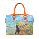 Handbags with theme of Monet paintings, The Cliff Walk at Pourville, the two young women standing atop the cliff may be Marthe and Blanche.