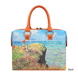 Handbags with theme of Monet paintings, The Cliff Walk at Pourville, the two young women standing atop the cliff may be Marthe and Blanche.