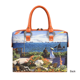 Handbags with theme of Monet paintings, Garden at Sainte-Adresse, showing Monet’s vacation with his family at Sainte-Adresse.