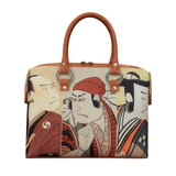 Handbags with theme of 17-19 centuries Japanese art “Ukiyo-e”, “Three Kabuki Actors”, portraits of Kabuki Actors created by Utagawa Toyokuni I (歌川豊国).