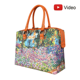 Handbags with theme of Monet paintings, “The Artist's Garden at Giverny”, one of many works of his garden over his last thirty years.