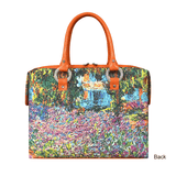 Handbags with theme of Monet paintings, “The Artist's Garden at Giverny”, one of many works of his garden over his last thirty years.