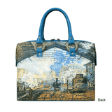 Handbags with theme of Monet paintings, “La Gare Saint-Lazare”, meaning "The Saint-Lazare Station" in Paris, created in 1877.