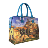 Handbags with theme of Cézanne paintings, Gardanne; a painting featuring faceted and geometric structure that anticipates early twentieth century Cubism.
