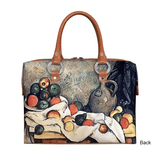 Handbags with theme of Cézanne paintings, “Curtain, Jug and Fruit”; it leads to the new art styles during 20th century such as Cubism.