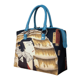 Handbags with theme of 17-19 centuries Japanese art “Ukiyo-e”, “Actor Kawarazaki Gonjuro I, as Obo Kichiza” (Japanese: 「豊国漫画図絵　おぼう吉三」), created by Utagawa Kunisada (歌川 国貞) in 1860.