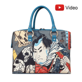 Handbags with theme of 17-19 centuries Japanese art “Ukiyo-e”, “Portrait of Nozarashi Gosuke” (Japanese: 「正札附現金男 野晒悟助」), created by Utagawa Kuniyoshi (歌川 國芳) in 1845.
