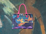 By the Sea (Fatata te Miti), a masterpiece by Gauguin in 1892, showcased in detail on high-end handbag via video.