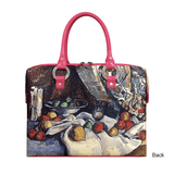 Handbags with theme of Cézanne paintings, Still Life with Apples; the genre representing both objects and appearance of light and space.