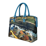 Handbags with theme of Gauguin paintings, “Washerwomen” or “Washerwomen at the Roubine du Roi Arles”; created at Arles while Gauguin visited Van Gogh.