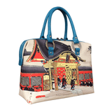 Handbags with theme of 17-19 centuries Japanese art “Ukiyo-e”, “Chiyoda Castle” (Japanese: 「千代田之御表 芝増上寺初御成ノ図」), created by Toyohara Chikanobu (豊原 周延) in 1897.