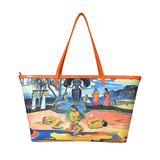 Handbags with theme of Gauguin paintings, Day of the God (Mahana no atua), created in France in 1894 between Gauguin’s two stays in Tahiti.