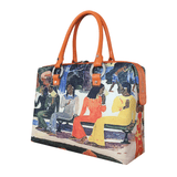 Handbags with theme of Gauguin paintings, The Market (Ta Matete), created in 1892; "Line is a means of accentuating an idea" said Gauguin.