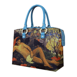 Handbags with theme of Paul Gauguin paintings, The King's Wife (Te Arii Vahine), created in 1896, depicting a young naked Tahitian woman.