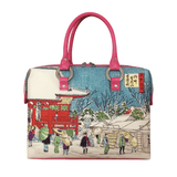 Handbags with theme of 17-19 centuries Japanese art “Ukiyo-e”, “Snow at Kinryuzan Temple, Asakusa” (Japanese: 「東京名所のうち 浅草金龍山雪降の図」), created by Utagawa Hiroshige III (三代目 歌川 広重) in 1867.