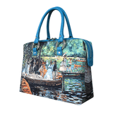 Handbags with theme of Renoir paintings, “La Grenouillère”; in September of 1869 Renoir and Monet painted the same subject several times from different perspectives.