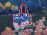 The Seed of the Areoi, a masterpiece by Gauguin in 1892, showcased in detail on high-end ladies handbag via video.