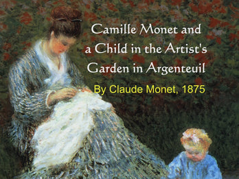 Camille Monet and a Child in the Artist's Garden in Argenteuil, by Claude Monet in 1875, background and story of the painting, high-end Monet painting handbag.